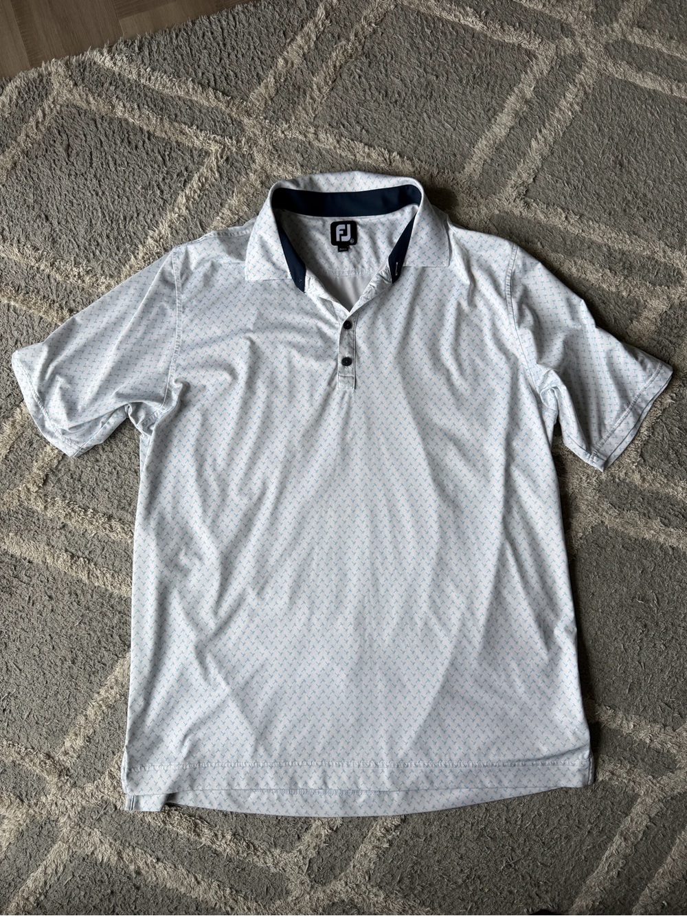 FootJoy White Short-Sleeve Golf Polo with Navy Trim